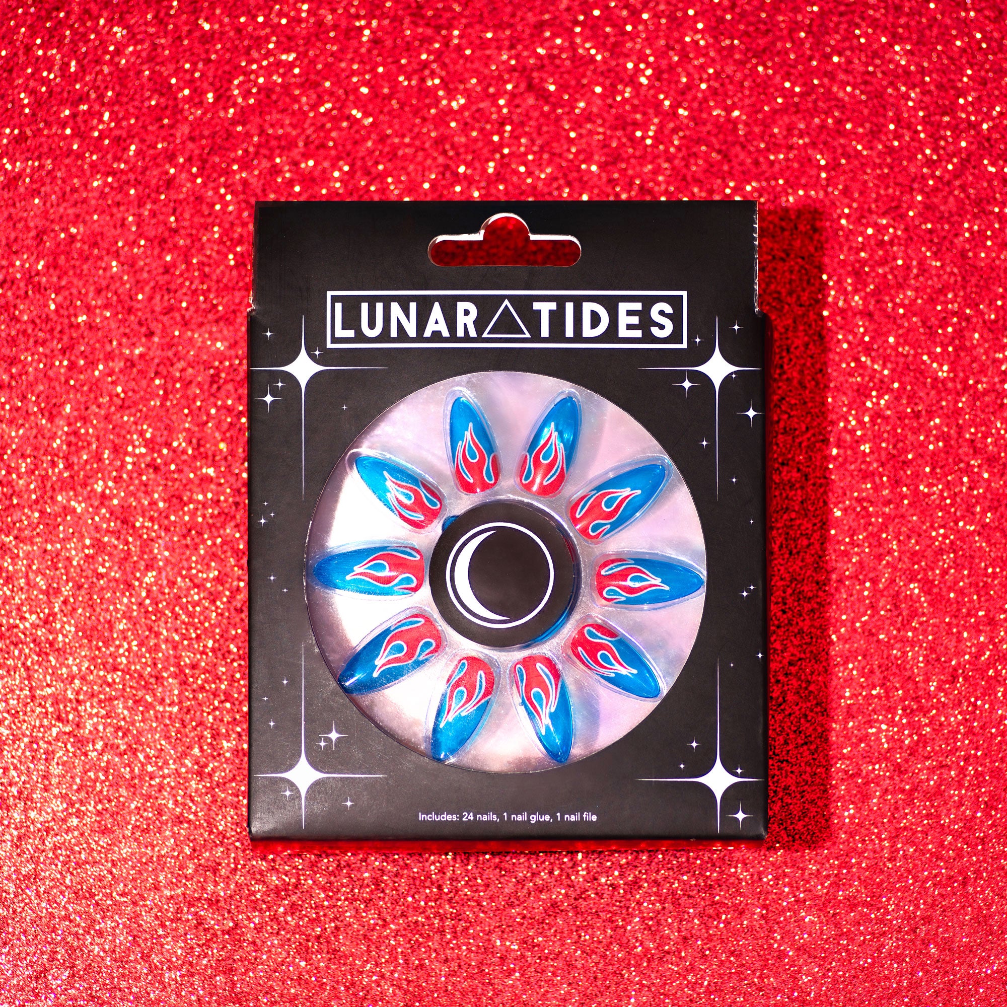 BLUE JELLY FLAME PRESS ON NAILS